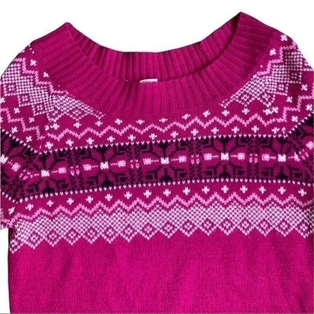 OP size large 11/13 jrs pink sweater super soft with wide oval neck to shoulders